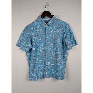 Isaia Napoli Shirt Mens Medium Floral Short Sleeve Button Golf Made Italy 2871